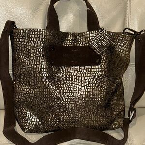 Daniella Lahavi Luxury NWOT Stylish Brown Metallic and Silver Bag retail $485
